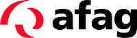 Logo der Firma afag mit einem roten stilisierten Kreis und dem Schriftzug afag in schwarzer Schrift.