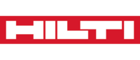 Logo der Marke Hilti in weißer Schrift auf rotem Hintergrund.